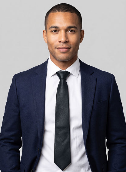 Deep Blue Lambskin Leather Tie
