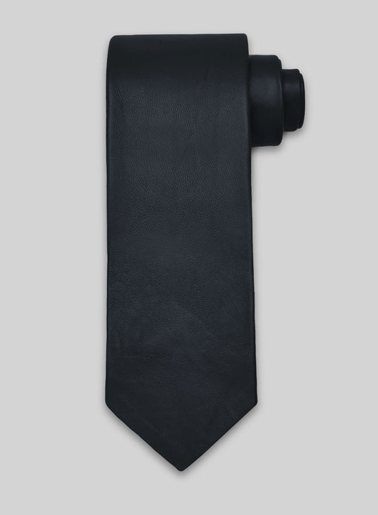 Deep Blue Lambskin Leather Tie