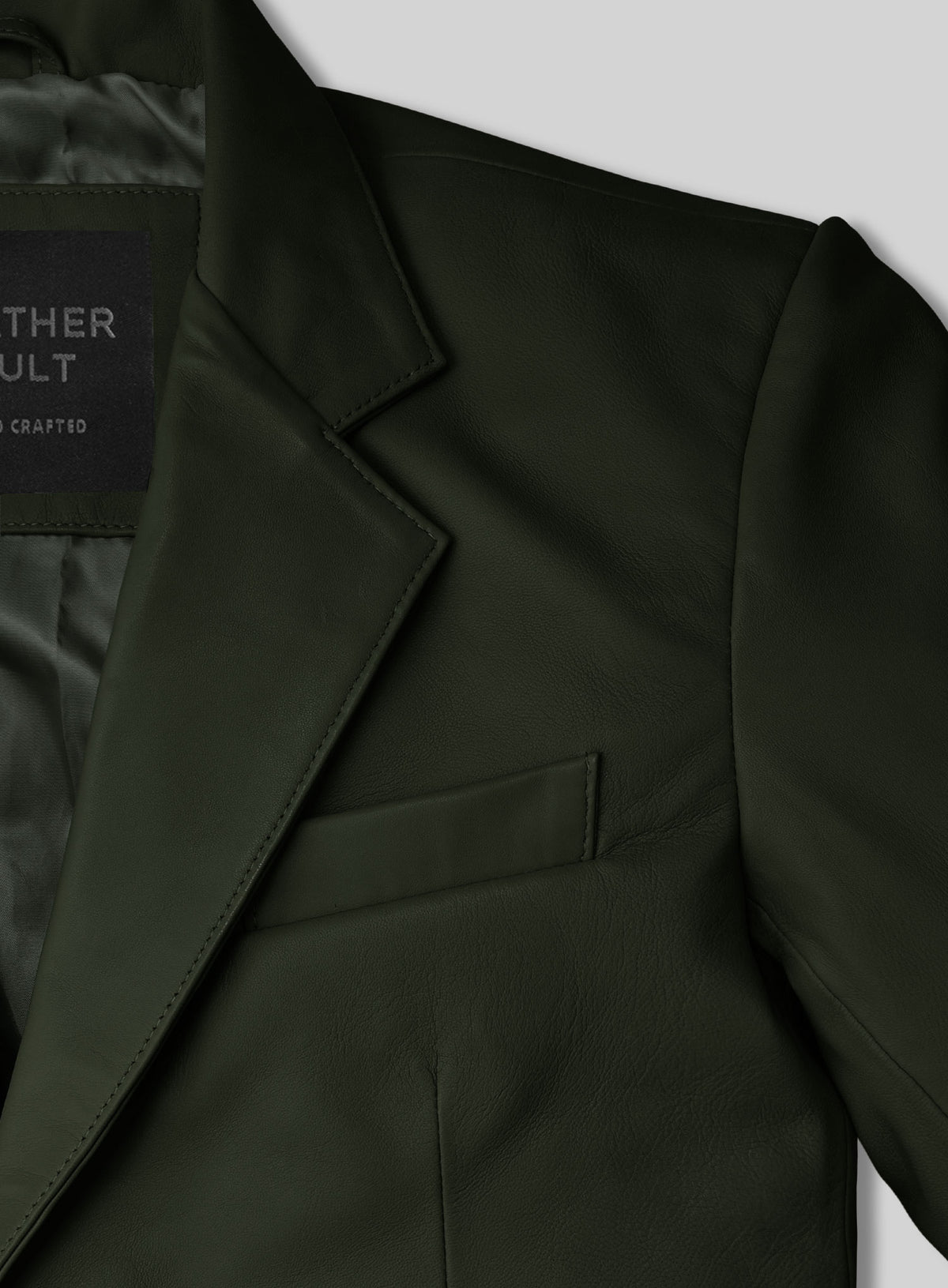 Deep Olive Lambskin Leather Blazer