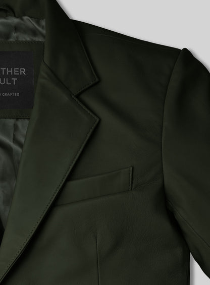Deep Olive Lambskin Leather Blazer