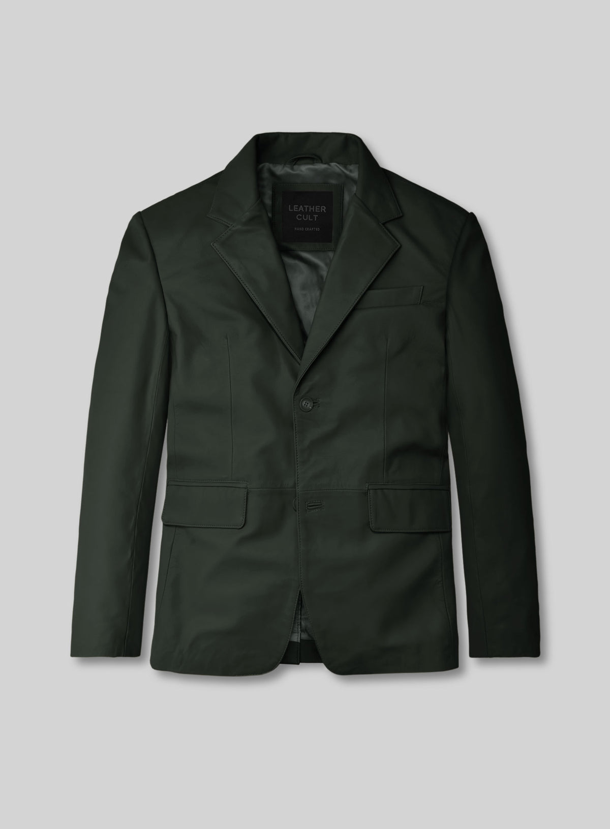 Deep Olive Lambskin Leather Blazer