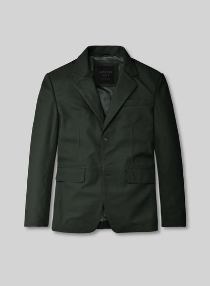 Deep Olive Lambskin Leather Blazer