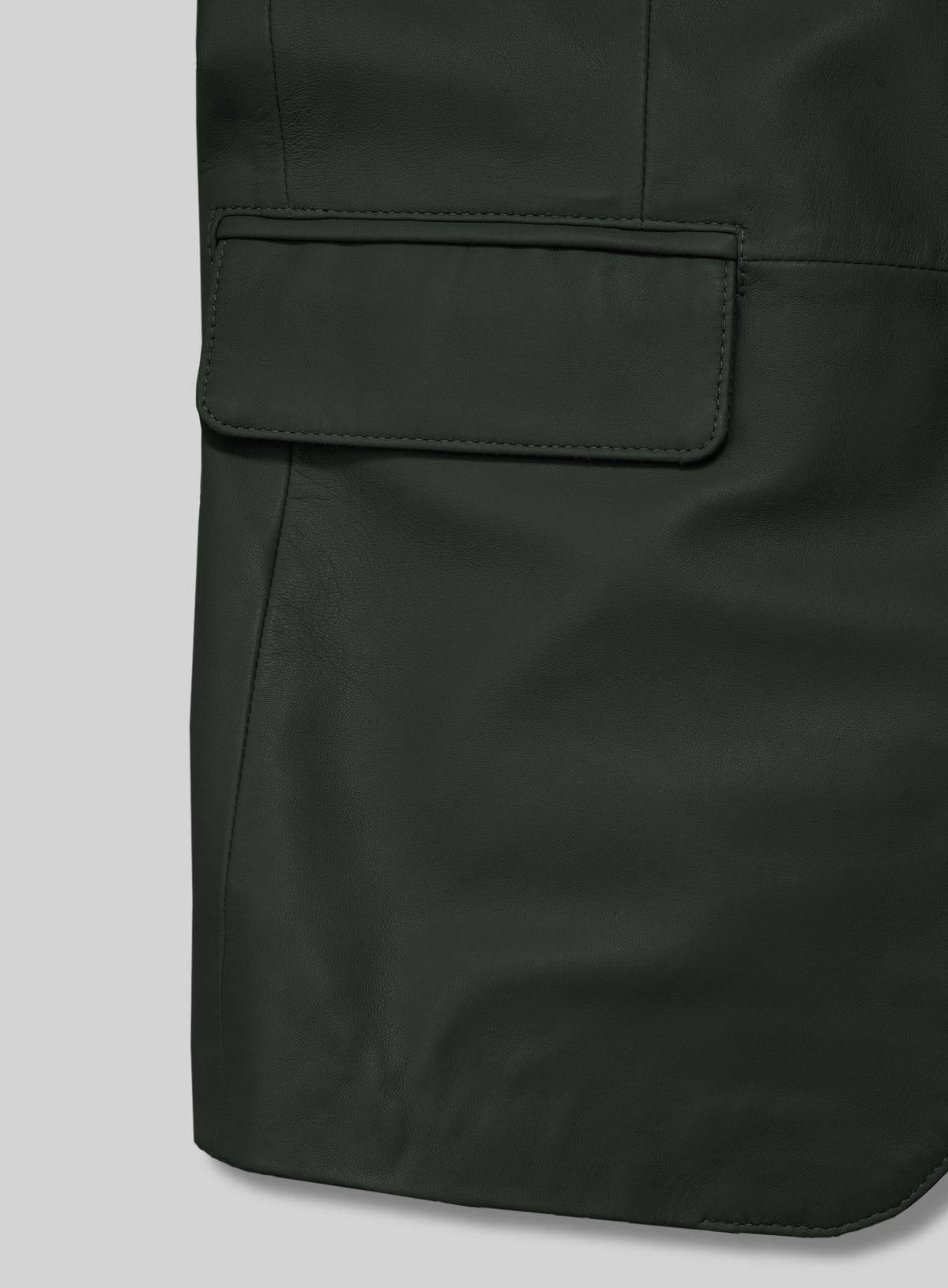 Deep Olive Lambskin Leather Blazer
