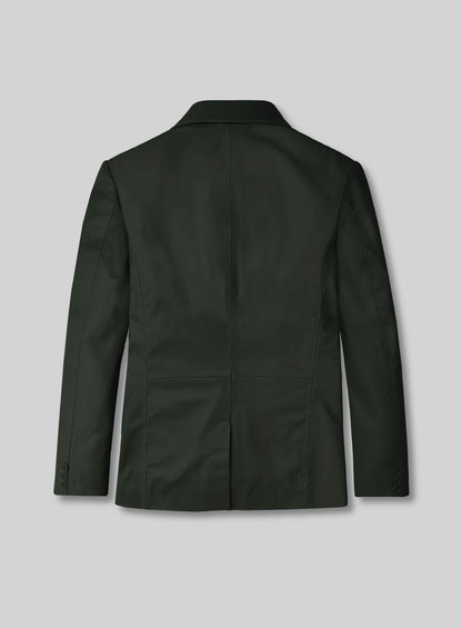 Deep Olive Lambskin Leather Blazer
