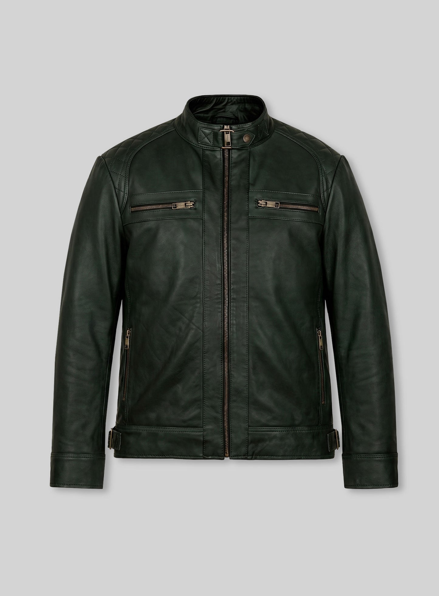 Deep Olive Lambskin Leather Jacket # 653