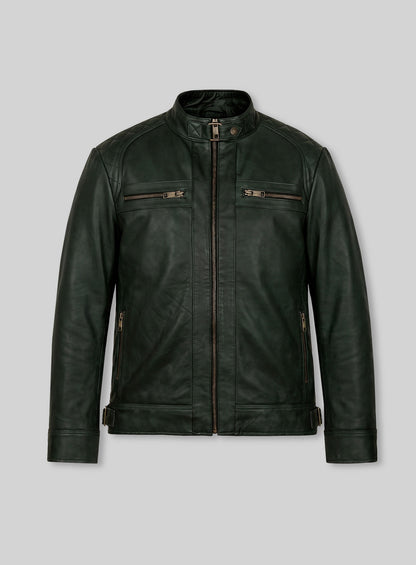Deep Olive Lambskin Leather Jacket # 653