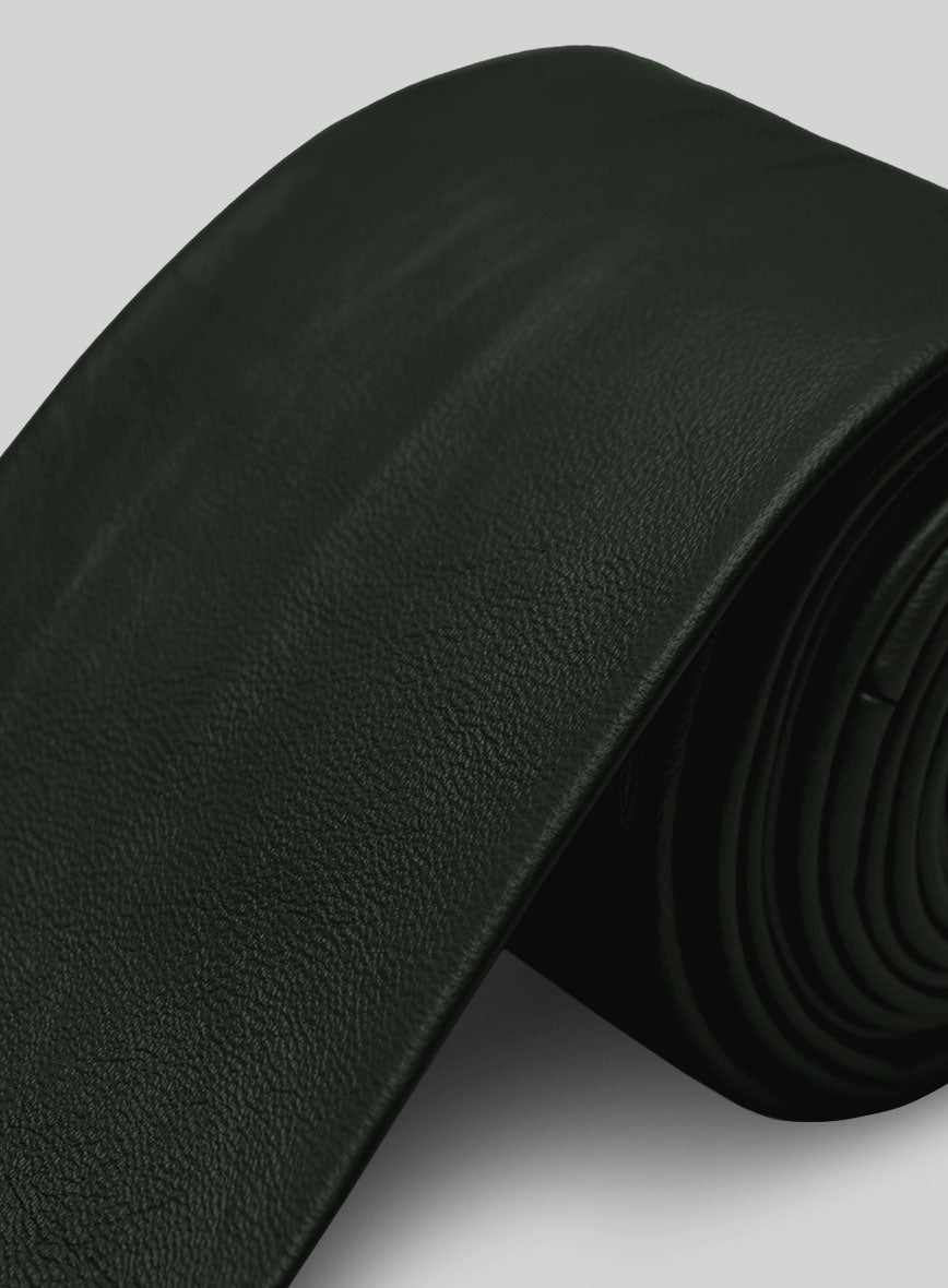 Deep Olive Lambskin Leather Tie