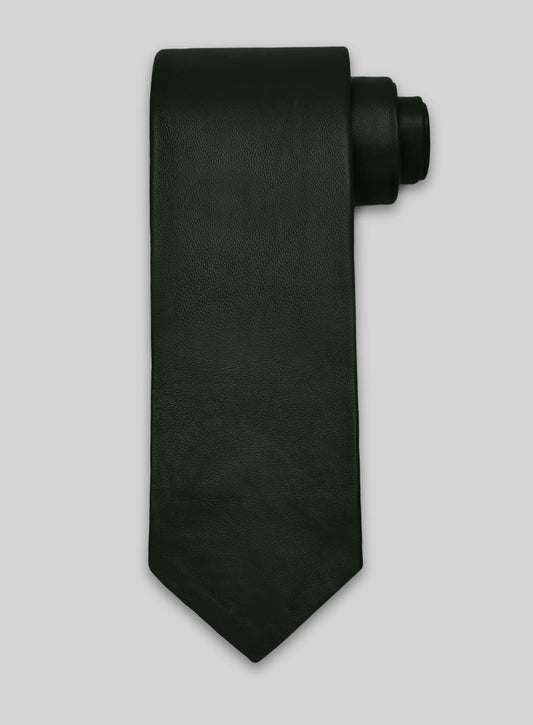 Deep Olive Lambskin Leather Tie