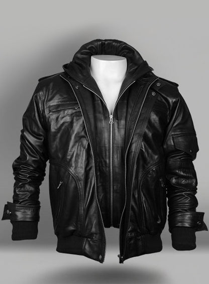 Demon Hooded Leather Jacket - LeatherCult