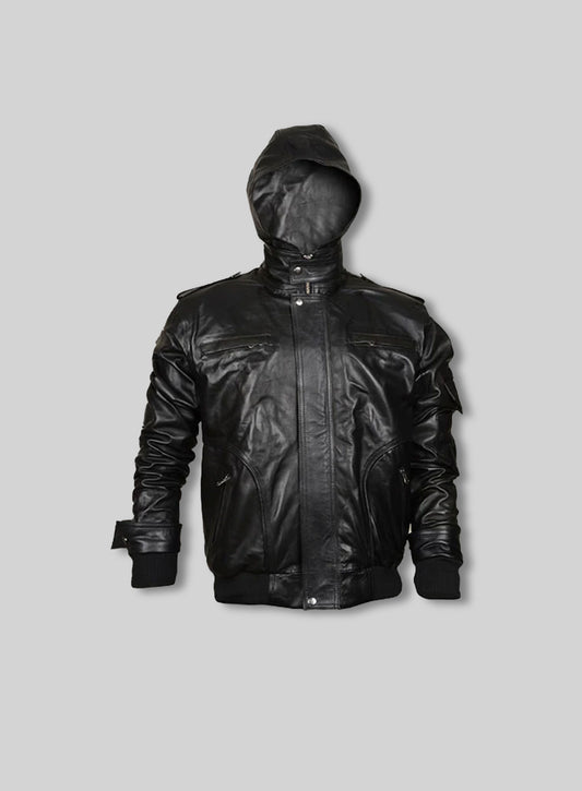 Demon Hooded Leather Jacket