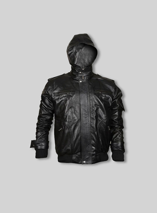 Demon Hooded Leather Jacket