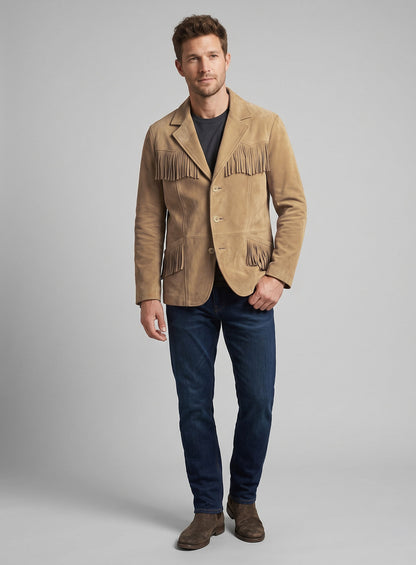 Desert Rider Fringe Suede Leather Blazer