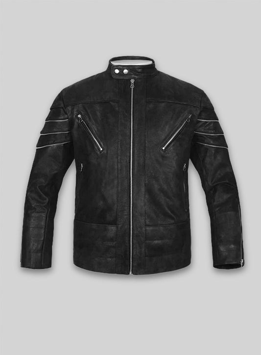 Distressed Black Leather Jacket # 112