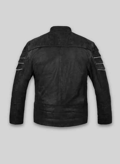 Distressed Black Leather Jacket # 112
