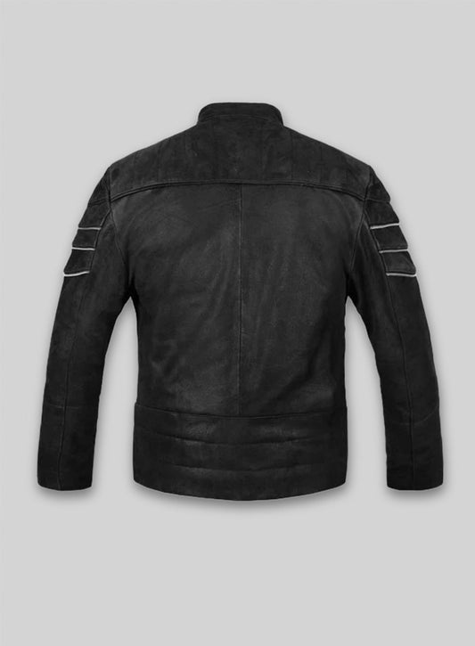 Distressed Black Leather Jacket # 112