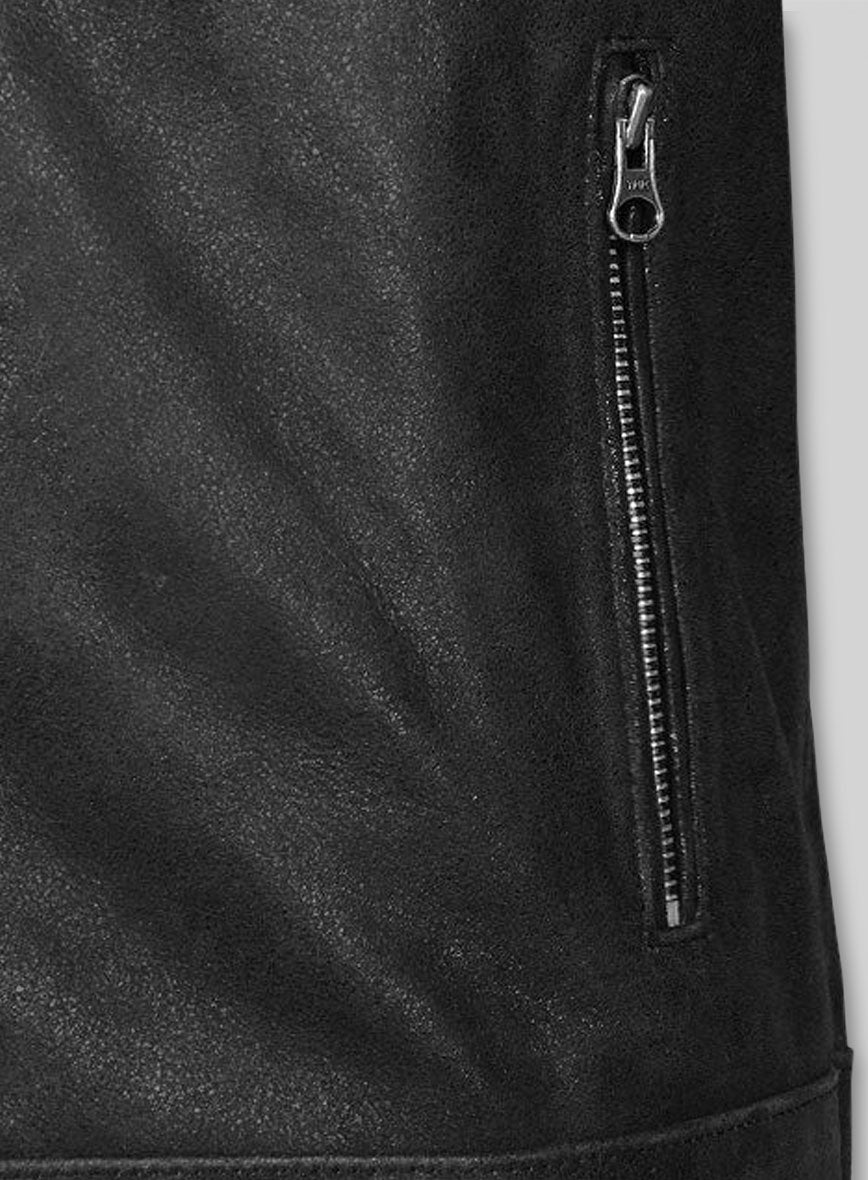Distressed Black Leather Jacket # 112