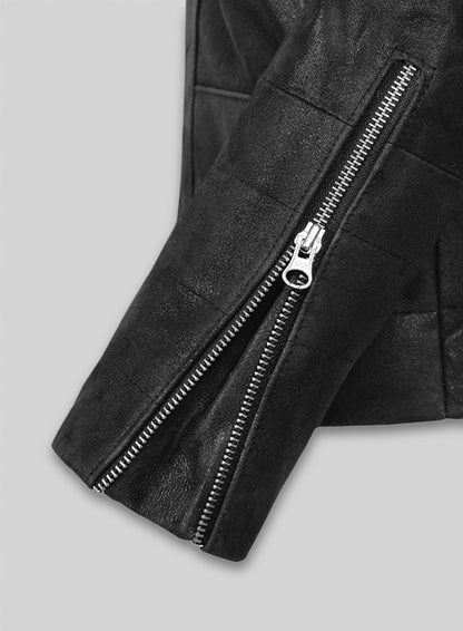 Distressed Black Leather Jacket # 112