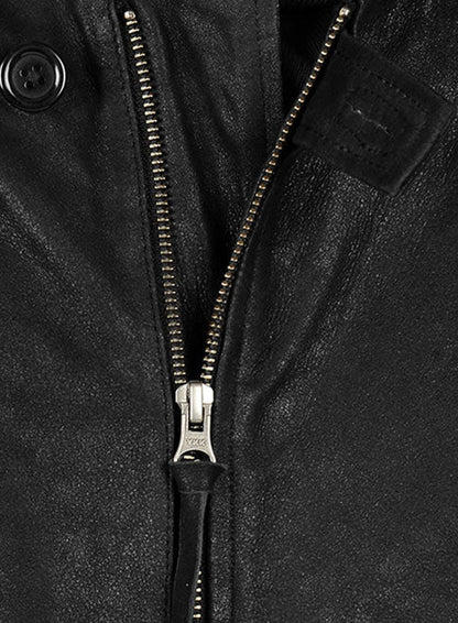 Distressed Black Leather Jacket # 106