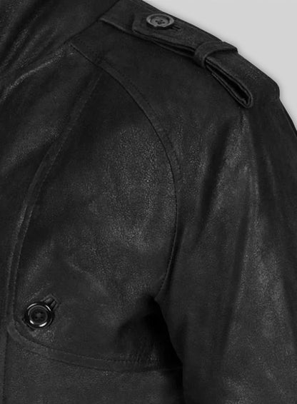 Distressed Black Leather Jacket # 106