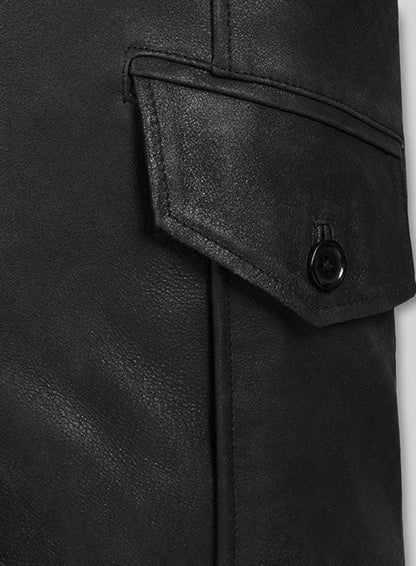 Distressed Black Leather Jacket # 106