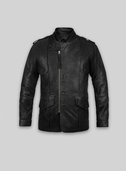 Distressed Black Leather Jacket # 106