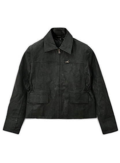 Distressed Black Katniss Hunger Games Leather Jacket - 42 Female - LeatherCult