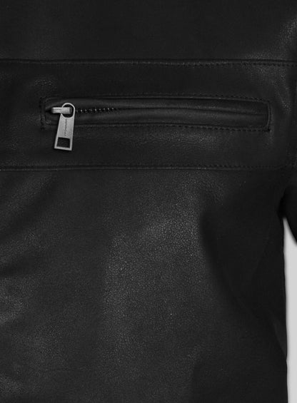 Distressed Black Leather Jacket # 616