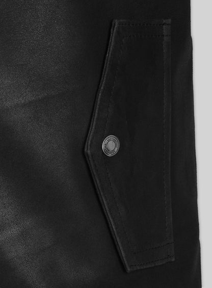 Distressed Black Leather Jacket # 616