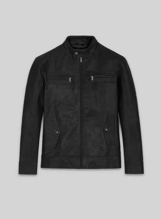 Distressed Black Leather Jacket # 616