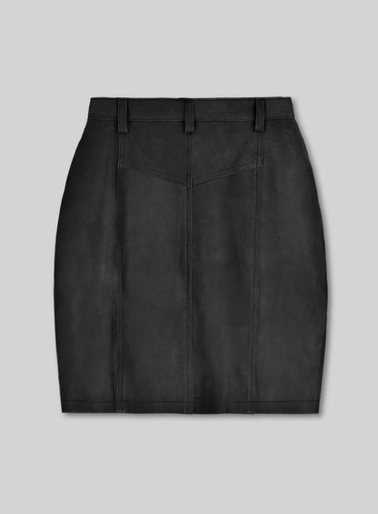 Distressed Black Stylish Leather Skirt #148