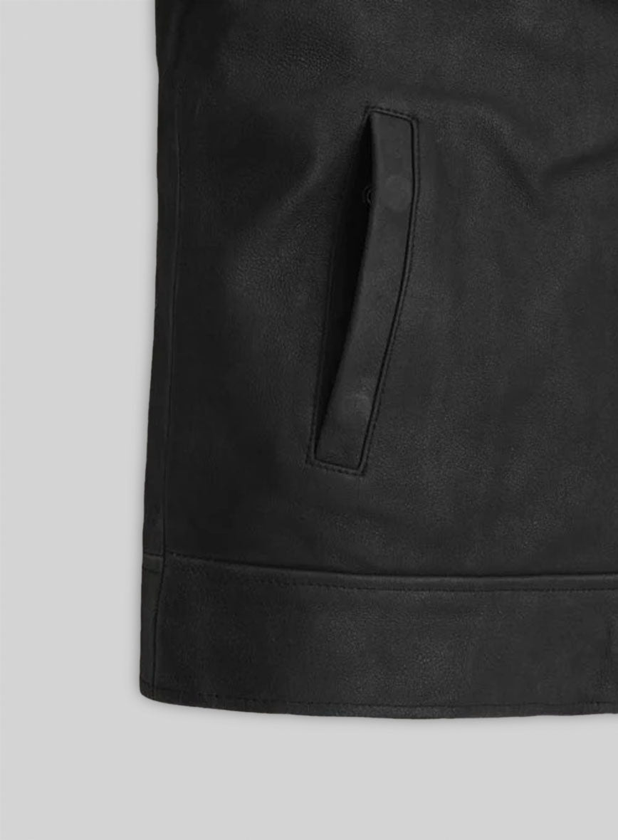 Distressed Black Jason Bateman Leather Jacket