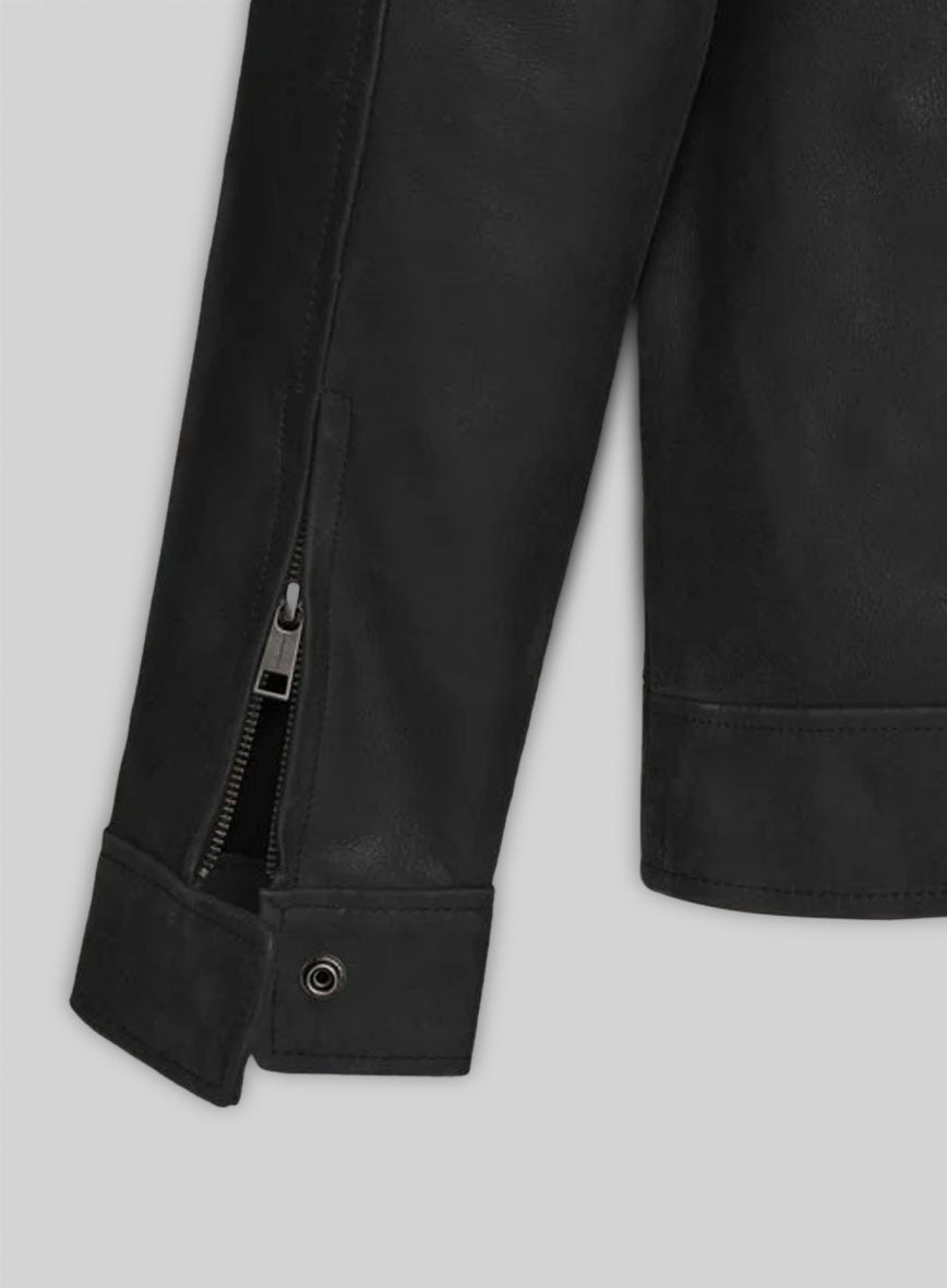 Distressed Black Jason Bateman Leather Jacket