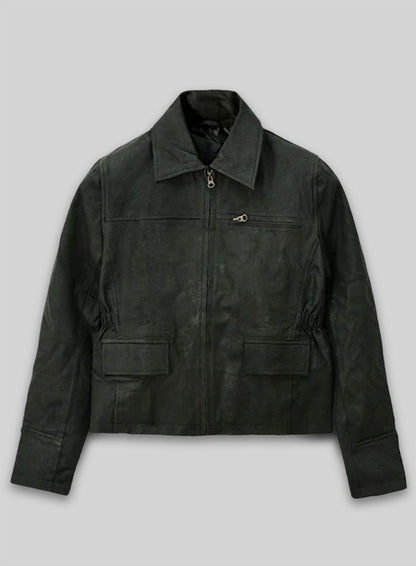 Distressed Black Katniss Hunger Games Leather Jacket - 42 Female