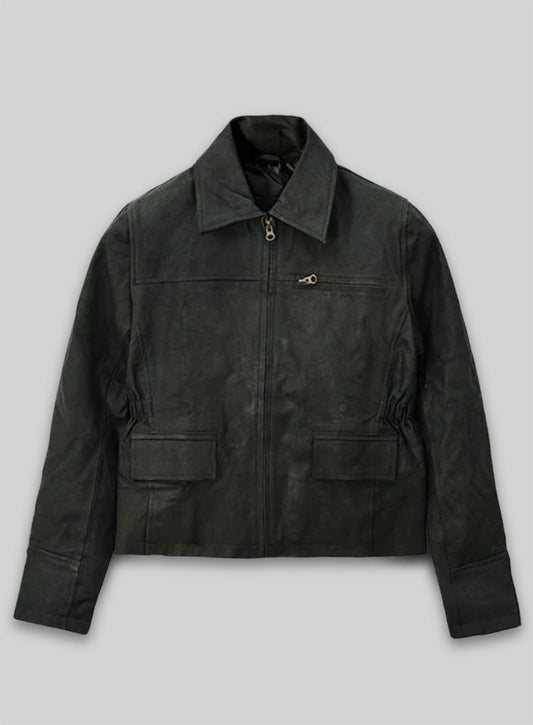 Distressed Black Katniss Hunger Games Leather Jacket - 42 Female