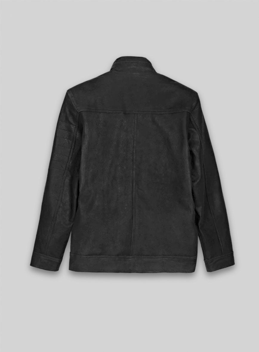 Distressed Black Leather Jacket # 616