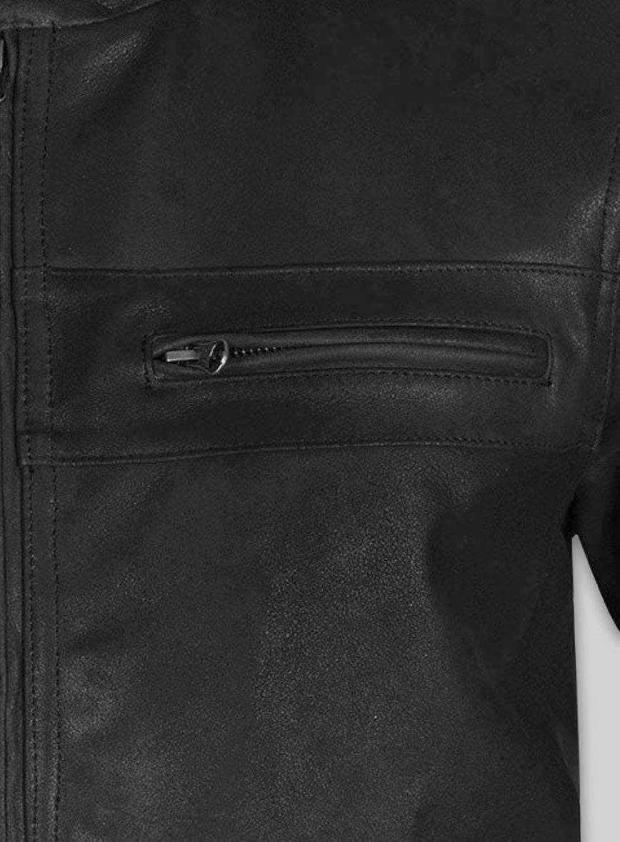 Distressed Black Leather Jacket # 616