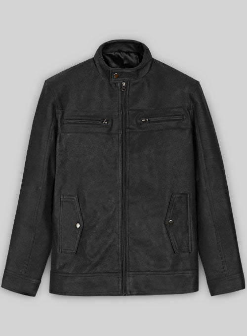 Distressed Black Leather Jacket # 616 - LeatherCult