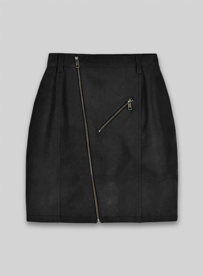 Distressed Black Stylish Leather Skirt #148