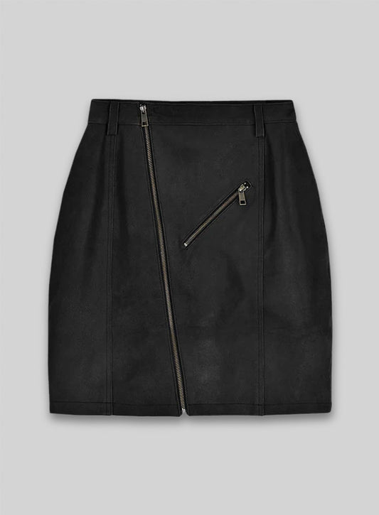 Distressed Black Stylish Leather Skirt #148