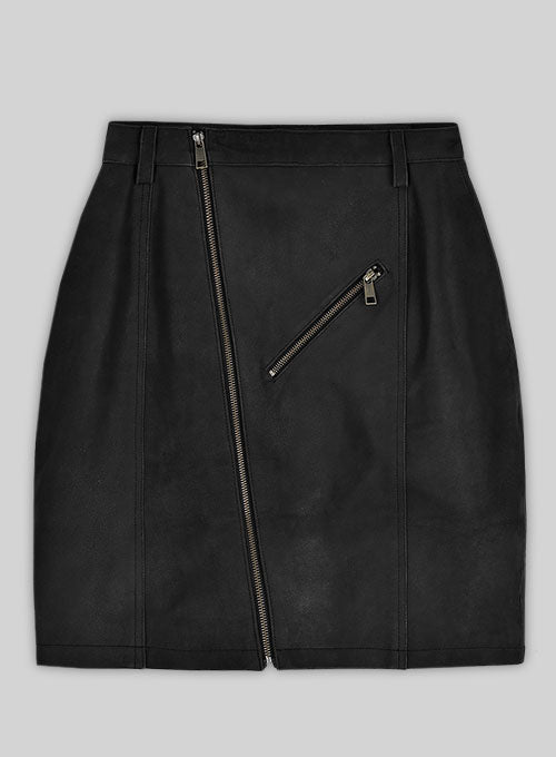 Distressed Black Stylish Leather Skirt #148 - LeatherCult