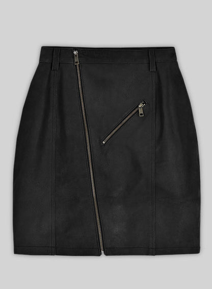 Distressed Black Stylish Leather Skirt #148 - LeatherCult
