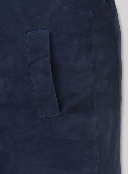 Dark Blue Suede Circle Leather Dress - # 755