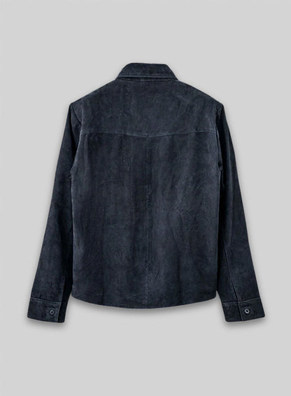 Dark Blue Suede Classic Leather Shirt