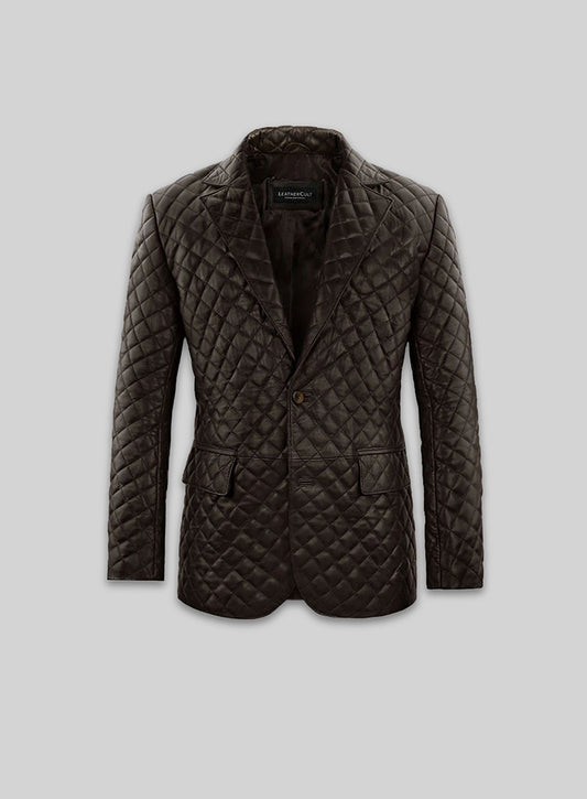 Dark Brown Bocelli Quilted Leather Blazer
