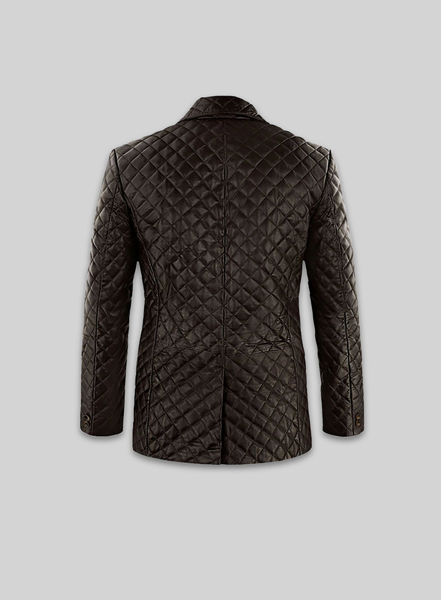 Dark Brown Bocelli Quilted Leather Blazer