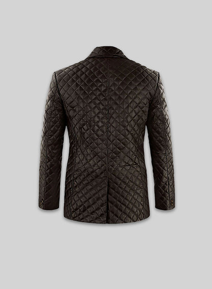 Dark Brown Bocelli Quilted Leather Blazer