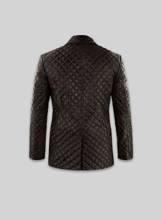 Dark Brown Bocelli Quilted Leather Blazer