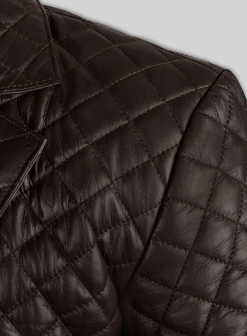 Dark Brown Bocelli Quilted Leather Blazer