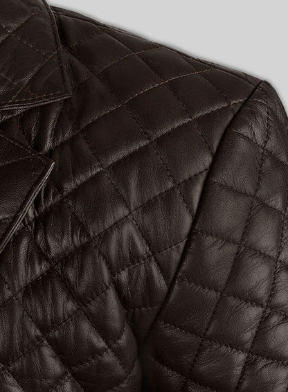 Dark Brown Bocelli Quilted Leather Blazer