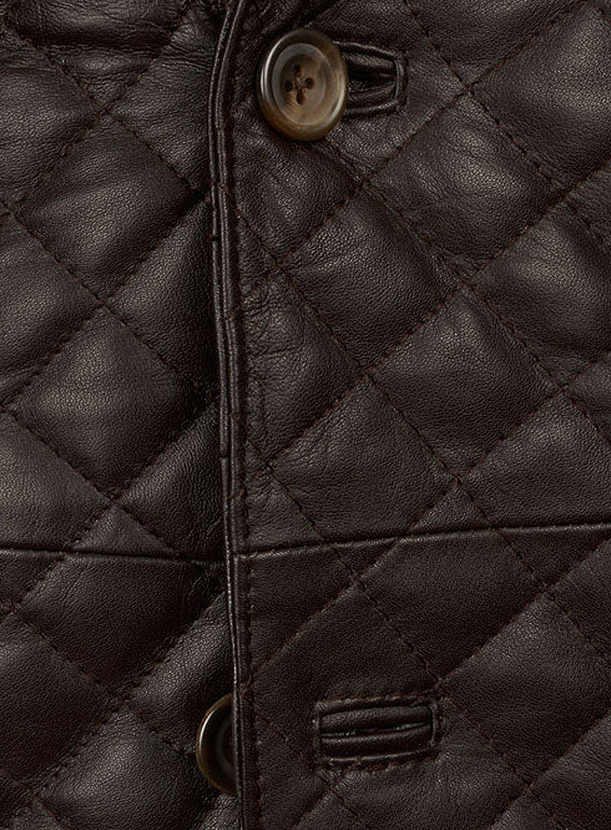 Dark Brown Bocelli Quilted Leather Blazer